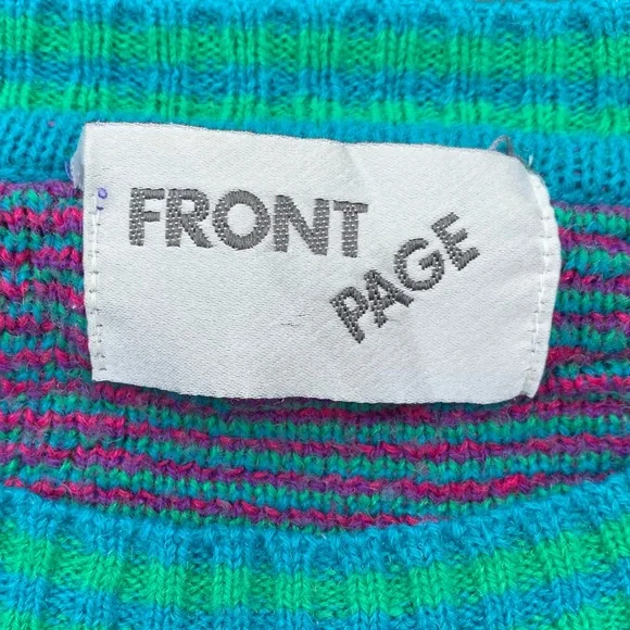 Vintage 80s People Faces Multicolor Kitschy Novelty AOP Sweater - Picture 6 of 16